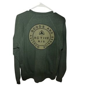 Active USA Olive Green Crewneck Sweatshirt with Back Emblem